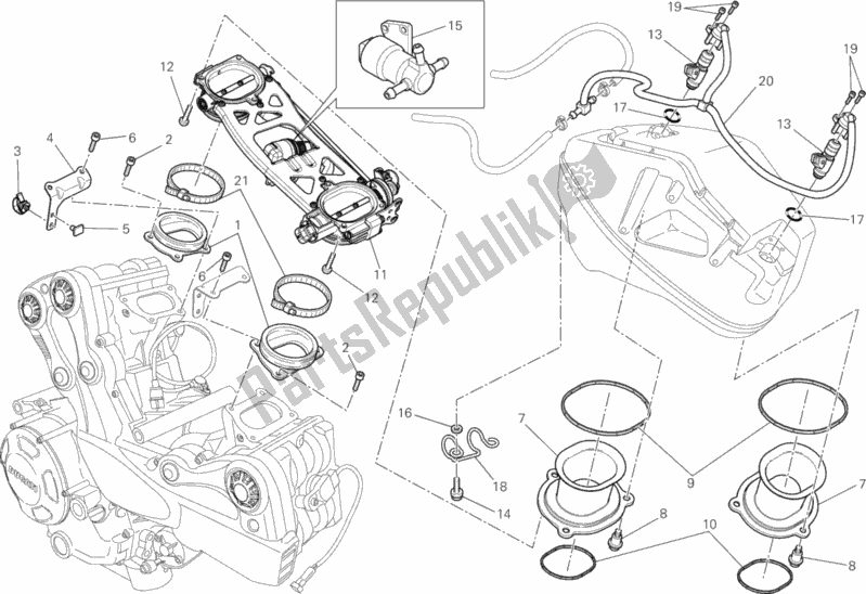 Alle onderdelen voor de 017 - Gasklephuis van de Ducati Streetfighter S 1100 2013
